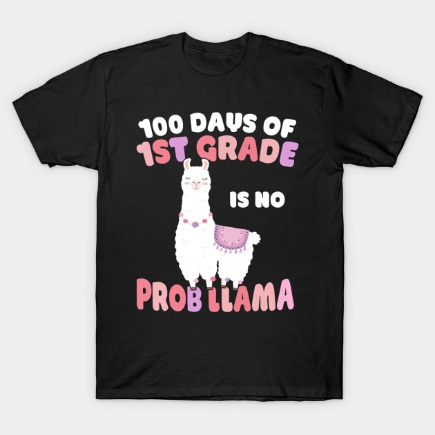 100 Days Of 1St Grade Is No Prob Llama Students Teacher T-Shirt by Manonee